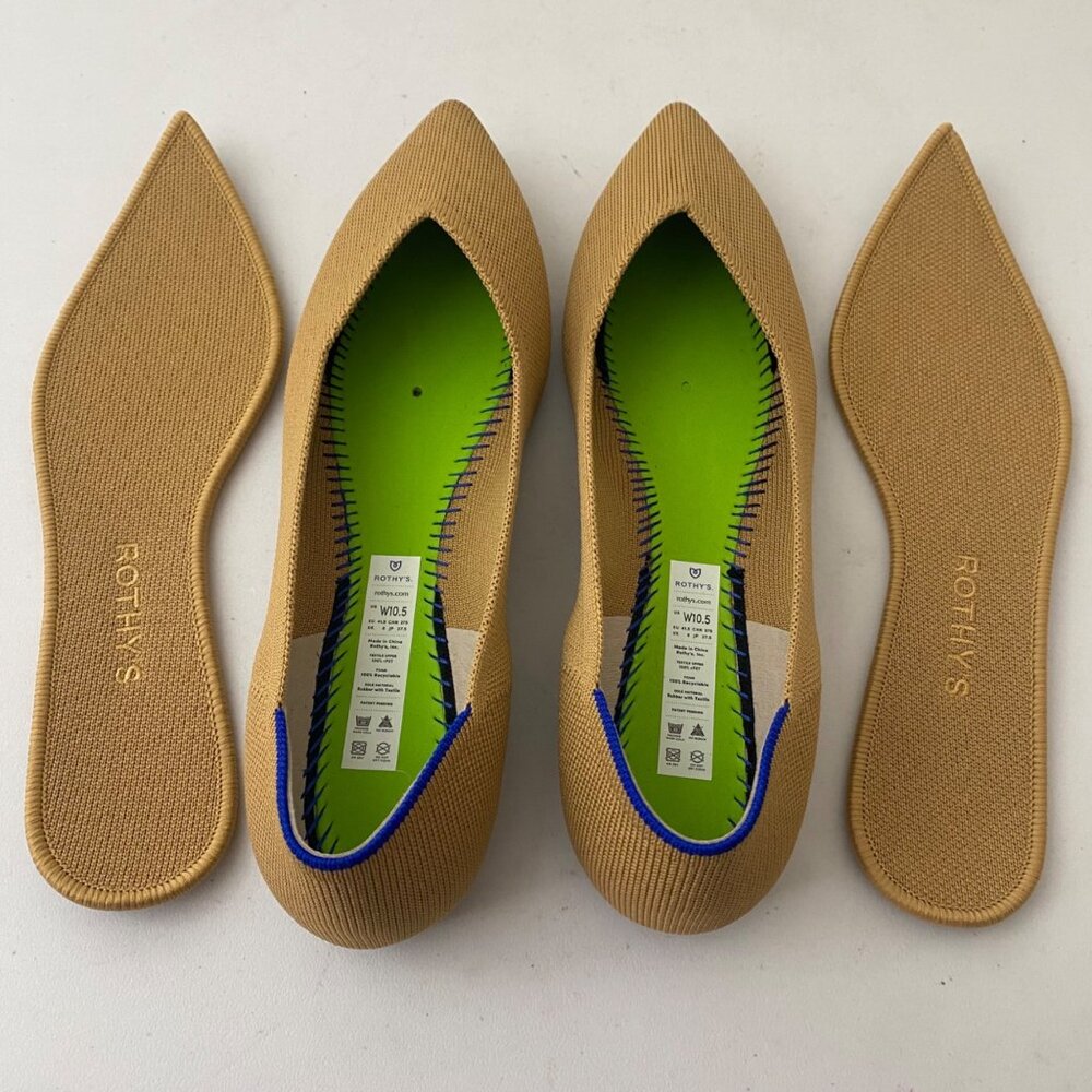 Rothy's The Point II Flats Shoes Tan Brown Gold - Picture 7 of 8